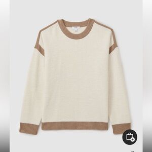 NWT Reiss Beth Colorblock Crewneck Sweater in Small in Cream/Camel